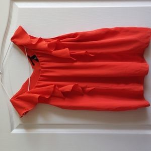 Forever 21 Orange Ruffle Blouse, Medium